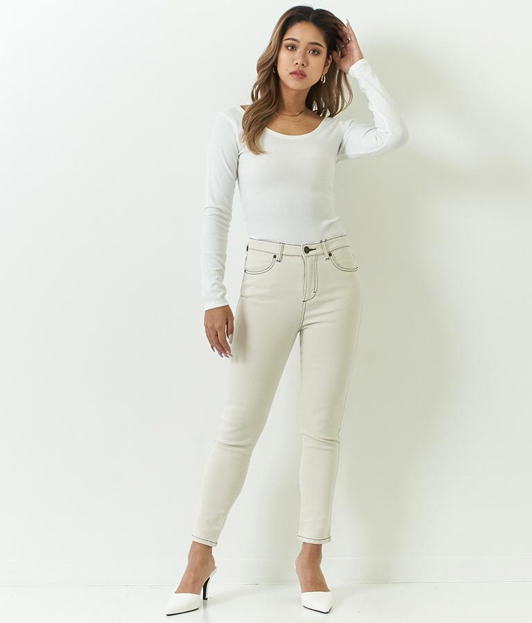 バックオープン カット リブ トップス 793-8438