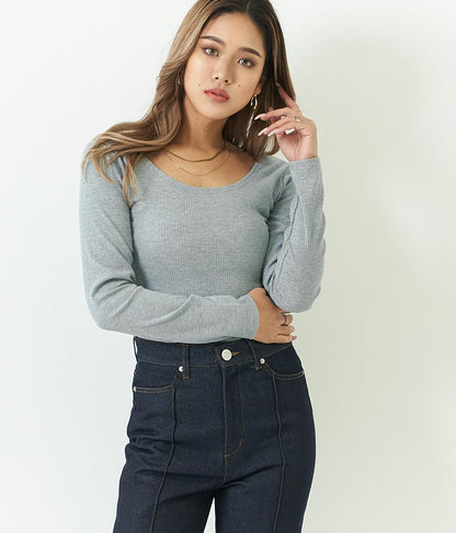 バックオープン カット リブ トップス 793-8438