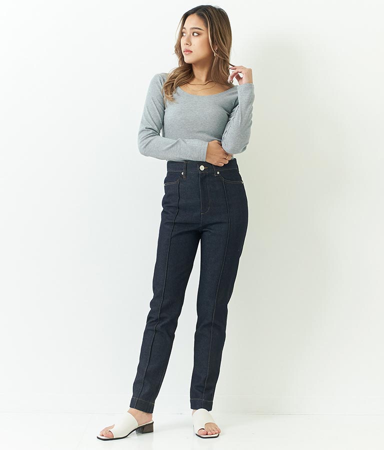 バックオープン カット リブ トップス 793-8438