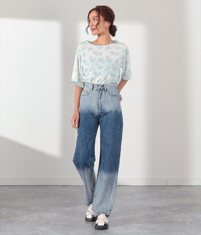 ボタニカル柄プリントトップスTシャツ