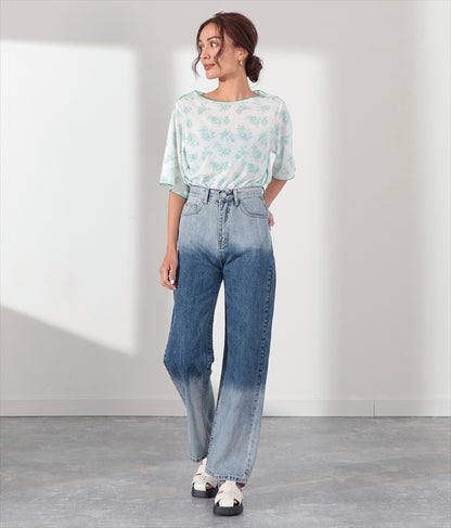 ボタニカル柄プリントトップスTシャツ