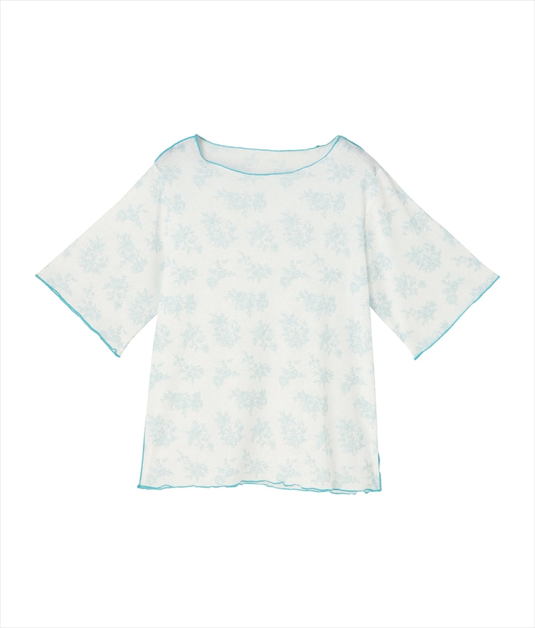 ボタニカル柄プリントトップスTシャツ 523-6397