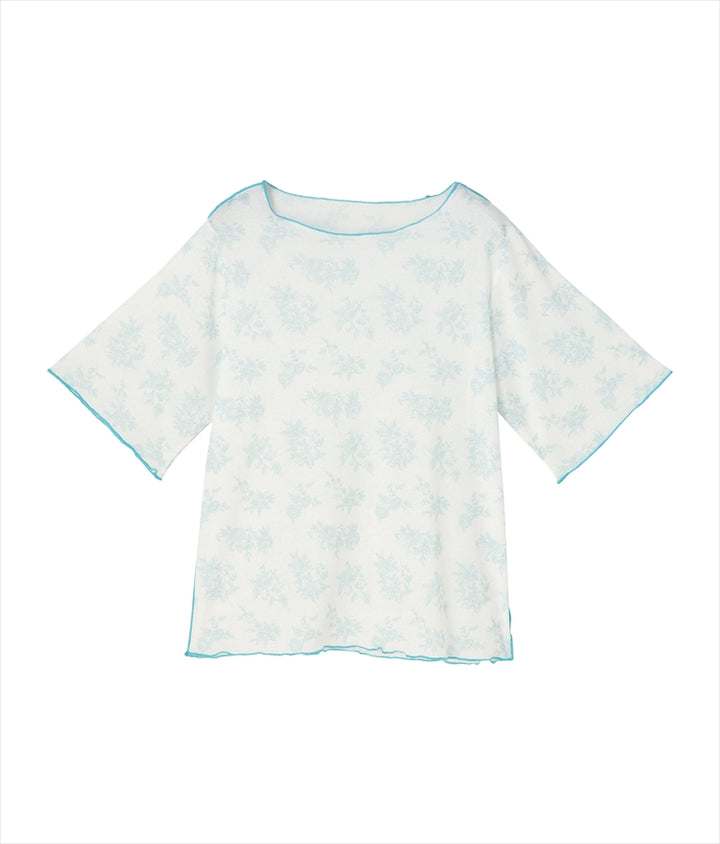 ボタニカル柄プリントトップスTシャツ 523-6397