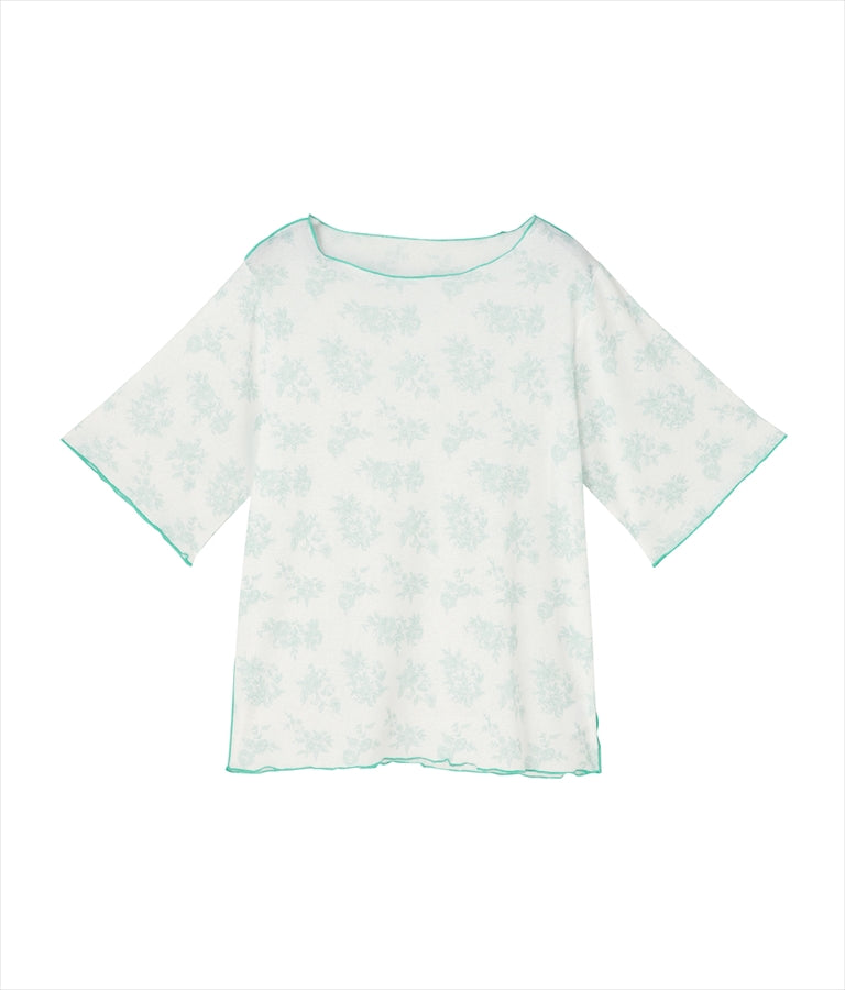 ボタニカル柄プリントトップスTシャツ 523-6397