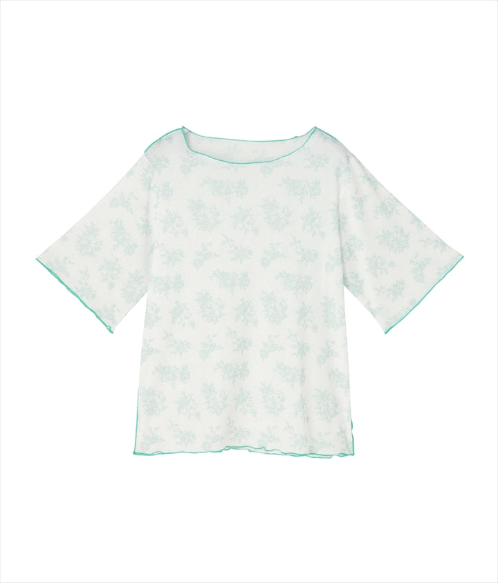 ボタニカル柄プリントトップスTシャツ 523-6397