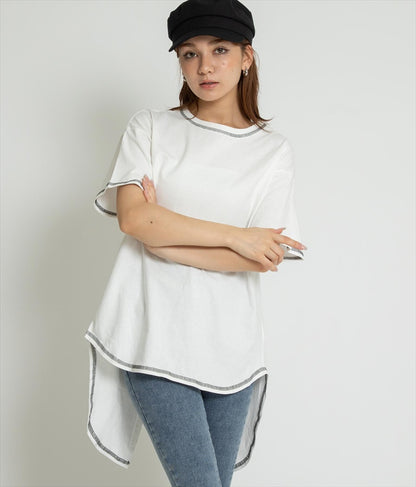 ステッチ バック ツイスト Tシャツ 153-5387