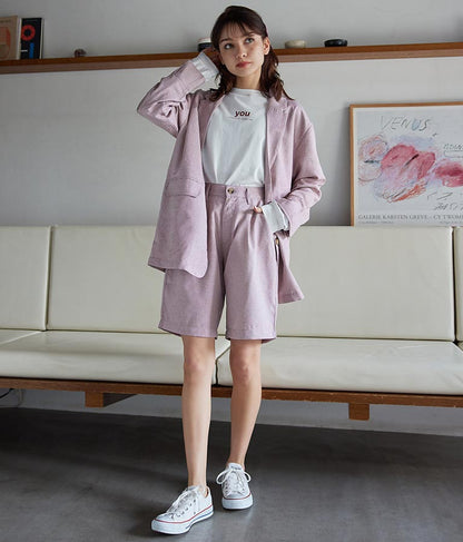 麻タッチショートパンツ 522-6286