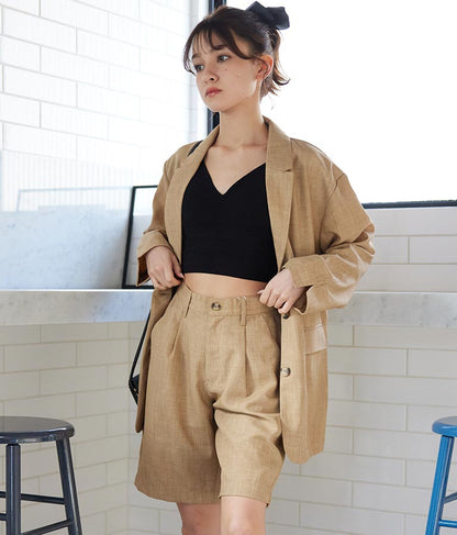 麻タッチショートパンツ 522-6286