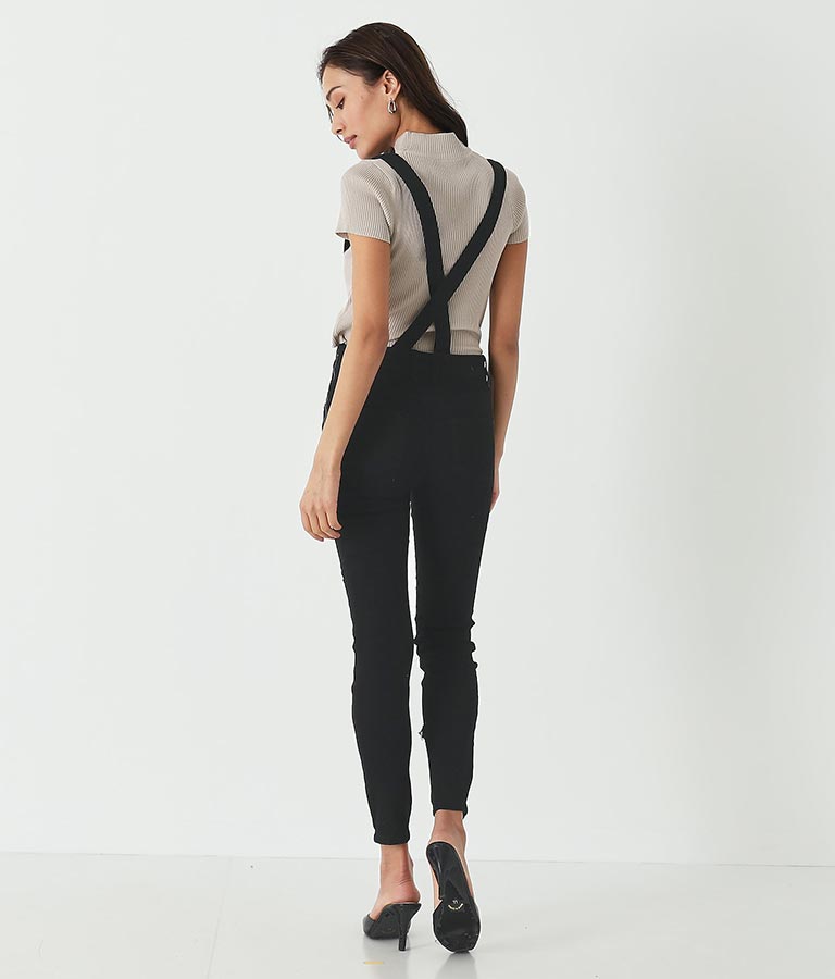 サイドカットスキニーサロペット