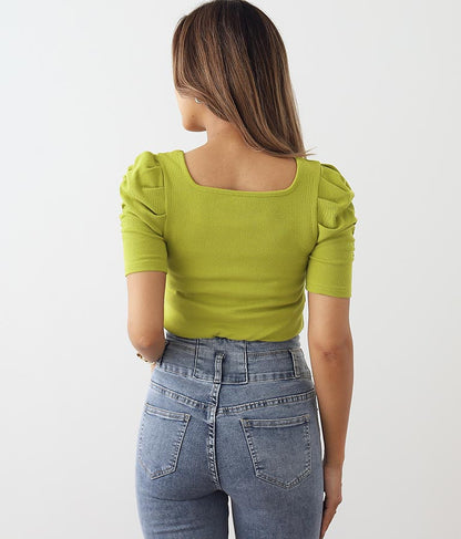 リブフロントボタンパワーショルダートップスカットソー 793-8479