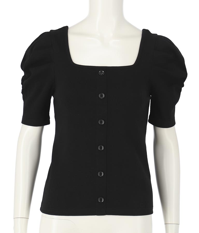 リブフロントボタンパワーショルダートップスカットソー 793-8479