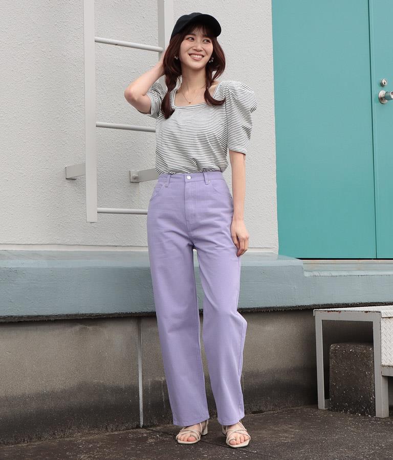 SorbetColor! ツイル ストレート パンツ 522-6607