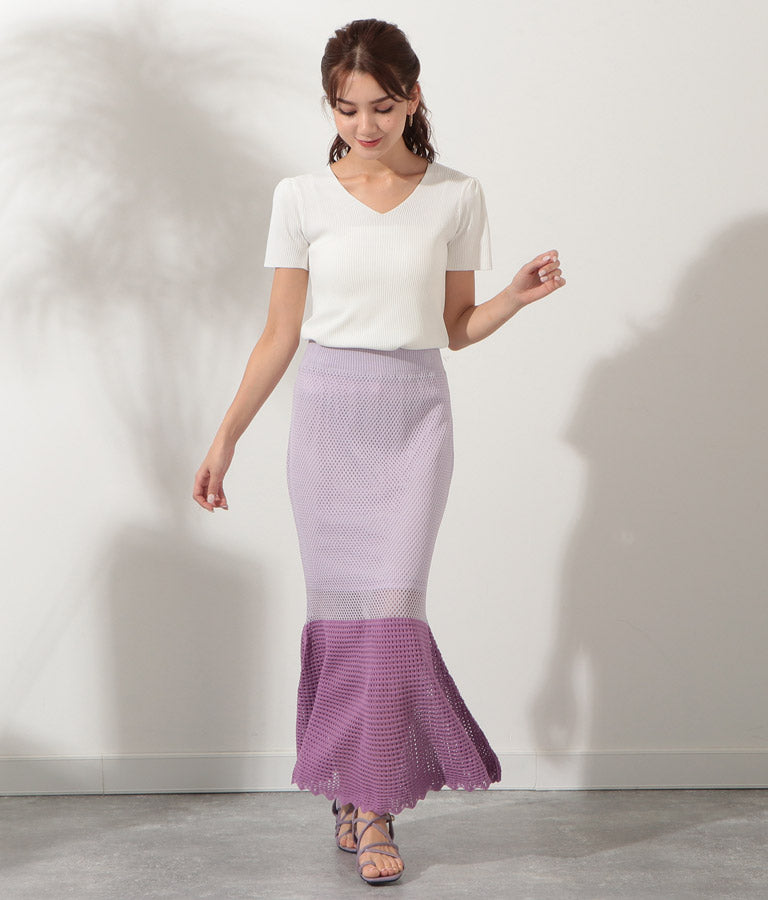 サマーニット 配色 マーメイド スカート 521-6369