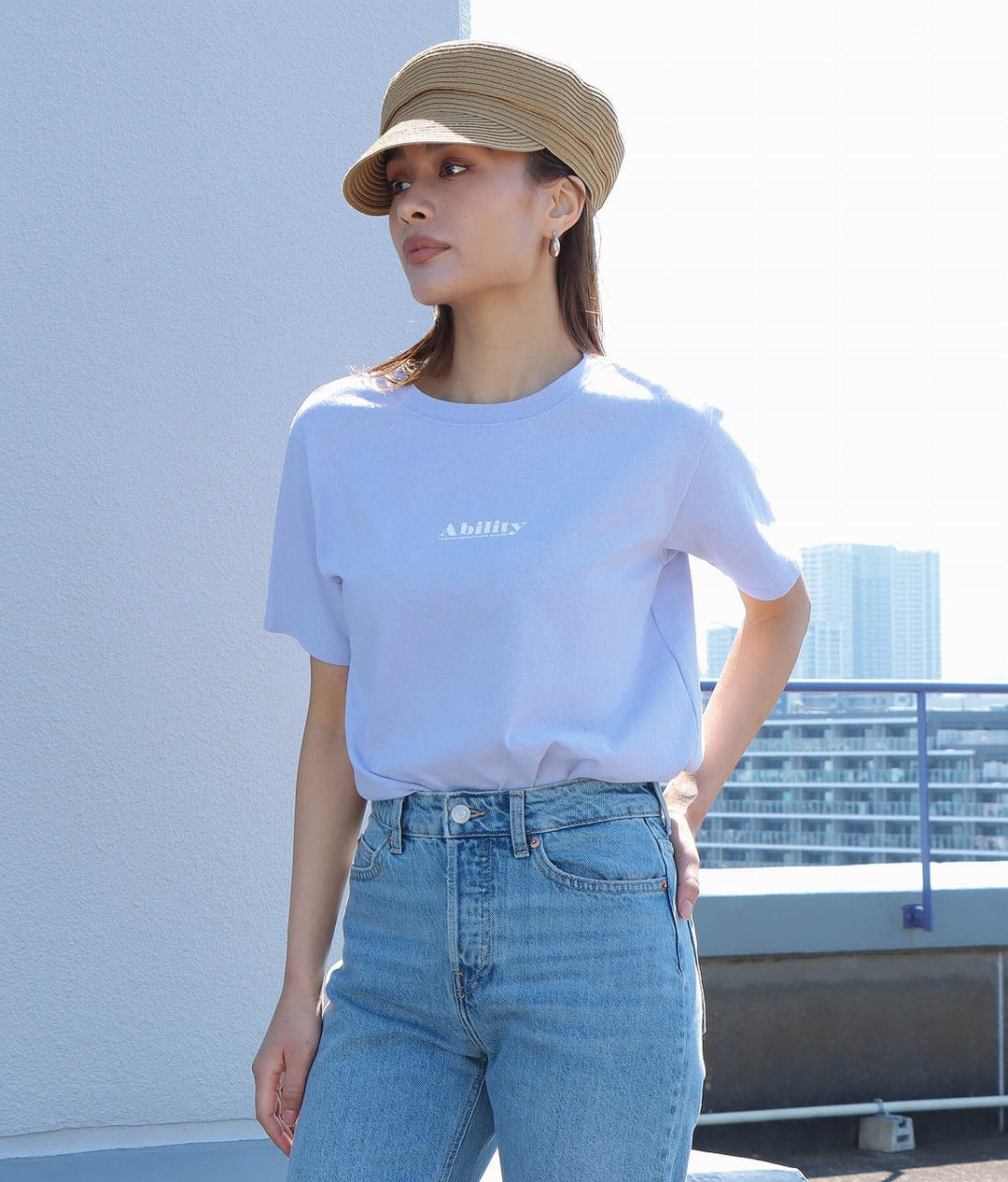 天竺スモールロゴプリントTシャツ 363-9096