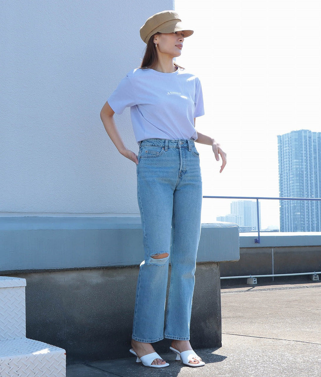 天竺スモールロゴプリントTシャツ 363-9096