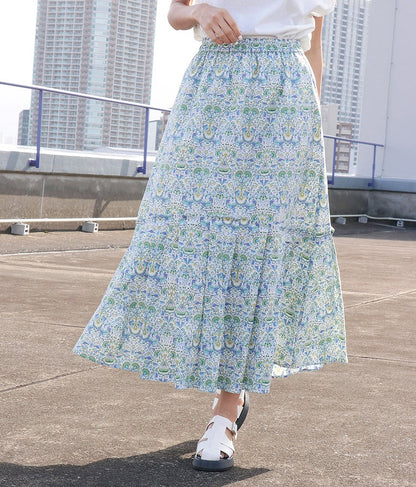 タック ティアード ボタニカル ロング スカート 361-8778