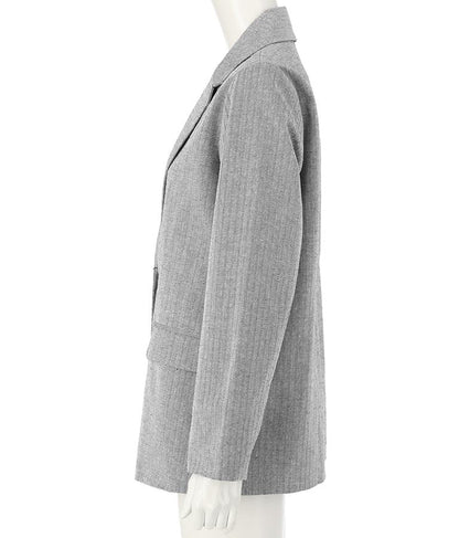 コットンリネンヘリンボーンテーラードジャケット 794-8379