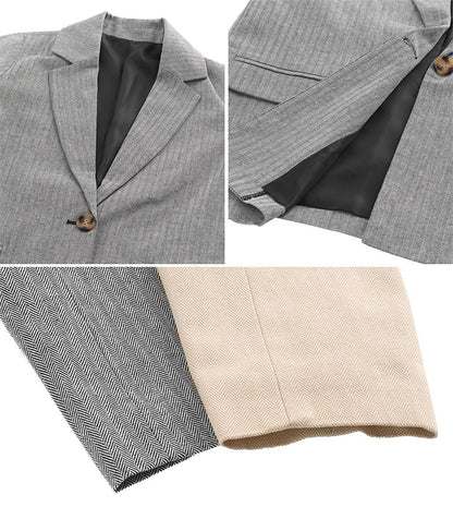 コットンリネンヘリンボーンテーラードジャケット 794-8379