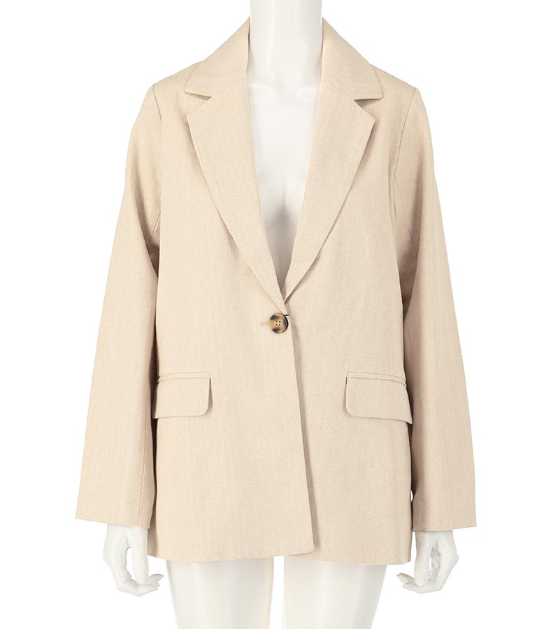 コットンリネンヘリンボーンテーラードジャケット 794-8379