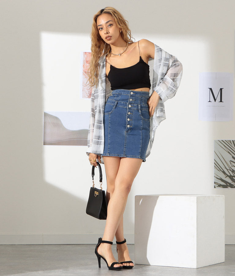 ハイウエスト デニム ミニスカート 401-8324