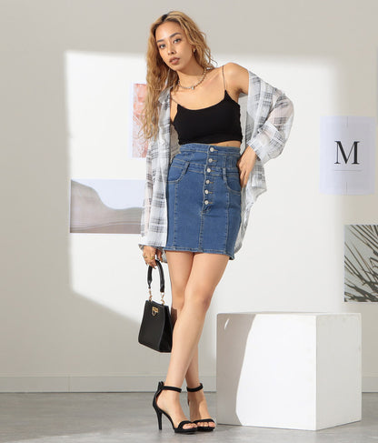 ハイウエスト デニム ミニスカート 401-8324