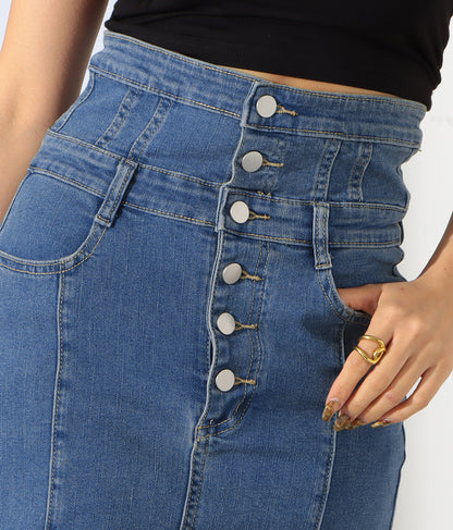 ハイウエスト デニム ミニスカート 401-8324