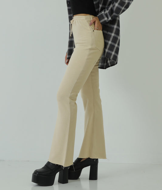 裏毛×デニム切替フレアパンツ 792-8353