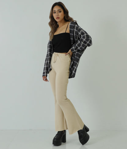 裏毛×デニム切替フレアパンツ 792-8353