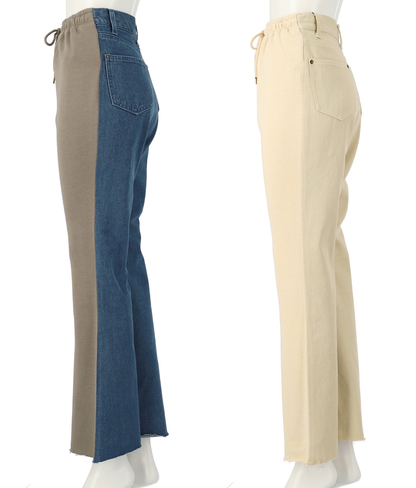 裏毛×デニム切替フレアパンツ 792-8353