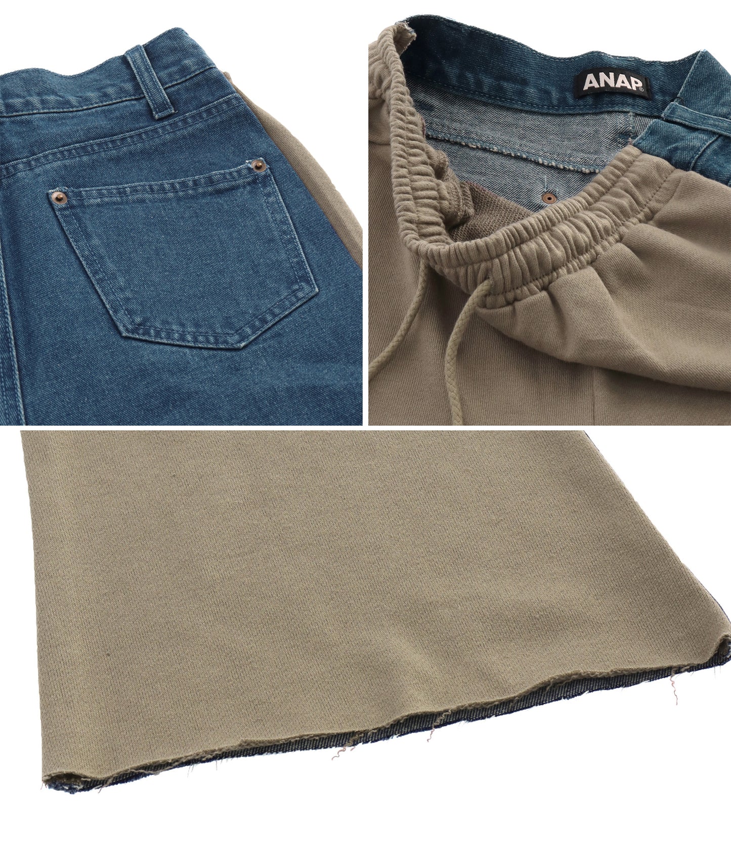 裏毛×デニム切替フレアパンツ 792-8353