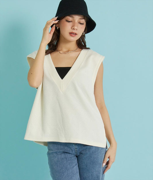 キルト ジャガート 深Vネック ベスト 【セットアップ着用可】 793-8767