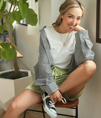 ギンガムチェッククロップドシャツ 854-5267