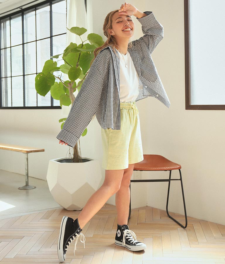 ギンガムチェッククロップドシャツ 854-5267