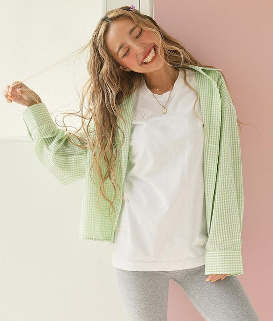 ギンガムチェッククロップドシャツ 854-5267