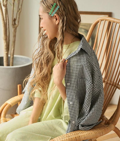 ギンガムチェッククロップドシャツ 854-5267