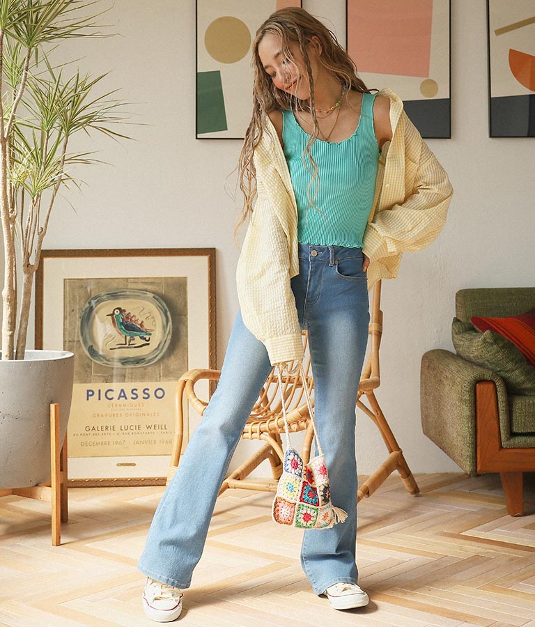 ギンガムチェッククロップドシャツ 854-5267