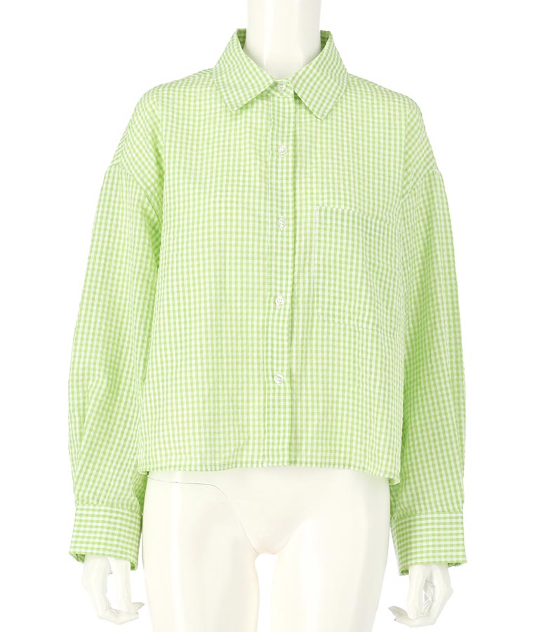 ギンガムチェッククロップドシャツ 854-5267