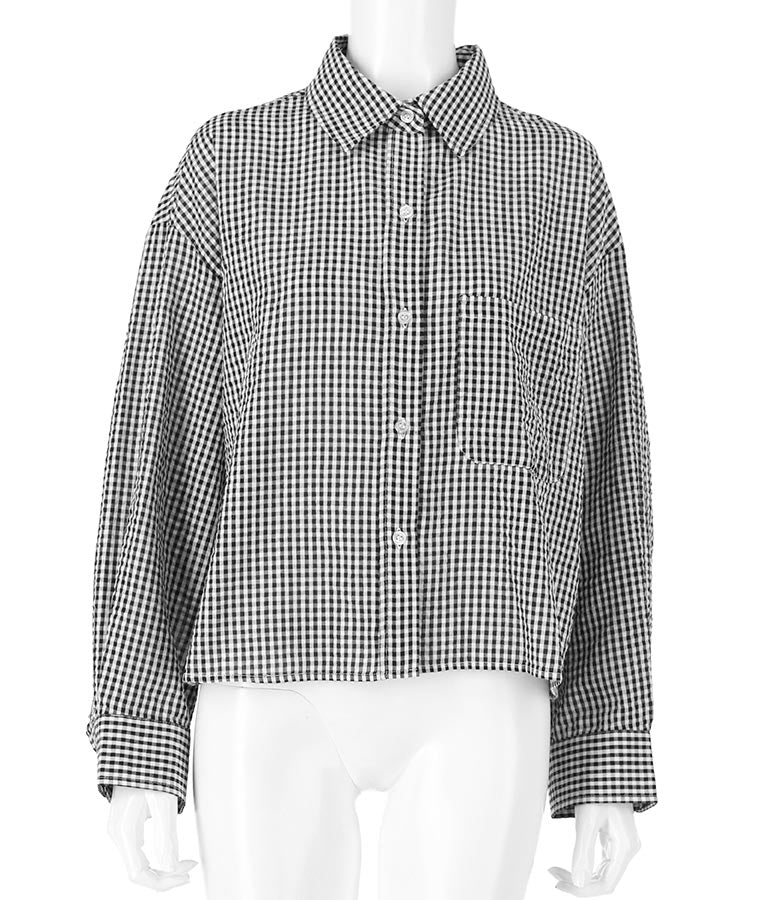 ギンガムチェッククロップドシャツ 854-5267