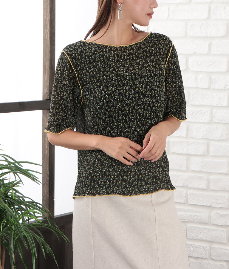 小花柄 メロー シアー トップス Tシャツ  523-6421