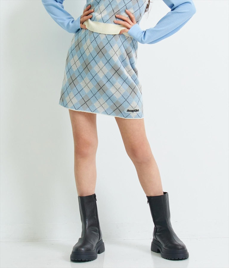アーガイル柄ベスト×スカートセット 918-7107