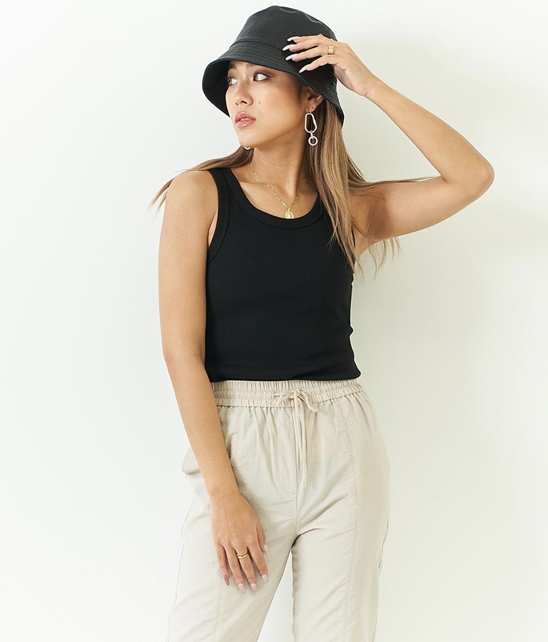 リブ ラウンド ヘム タンクトップ  153-5135