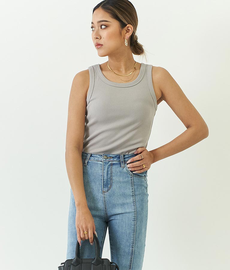 リブ ラウンド ヘム タンクトップ  153-5135