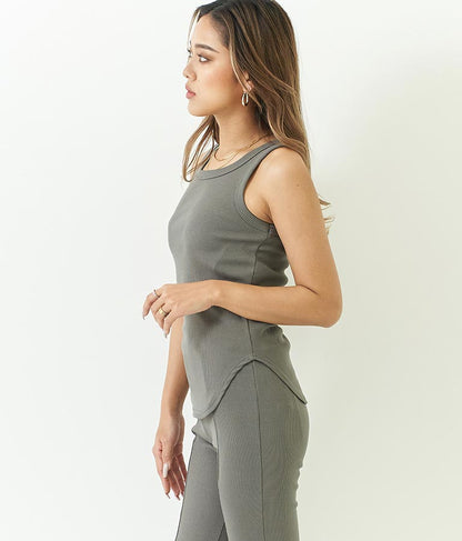 リブ ラウンド ヘム タンクトップ  153-5135