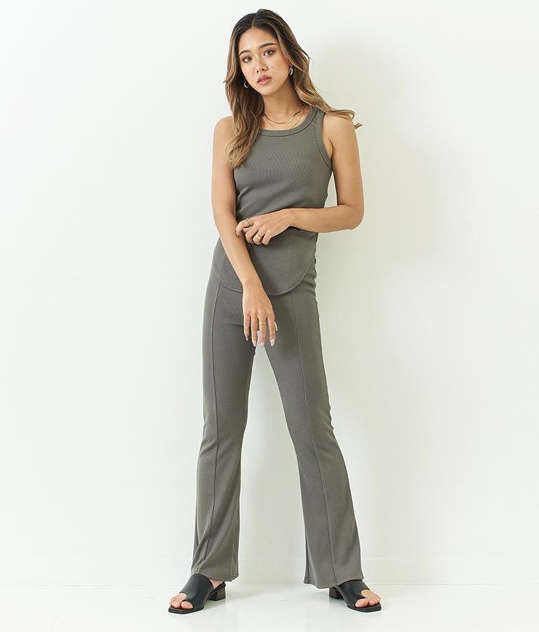 リブ ラウンド ヘム タンクトップ  153-5135