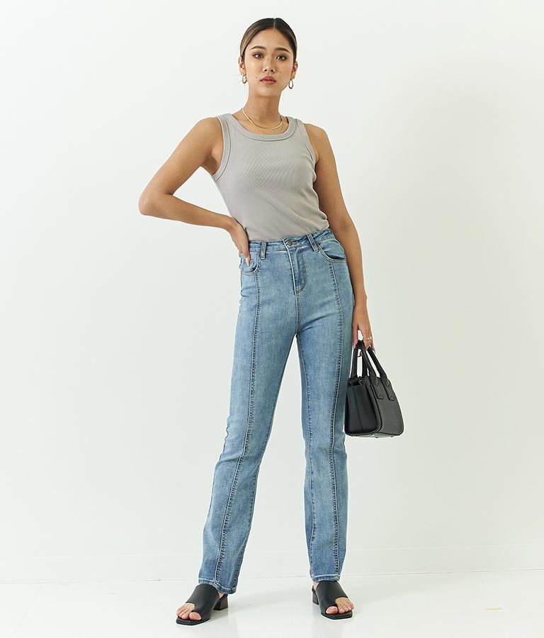 リブ ラウンド ヘム タンクトップ  153-5135