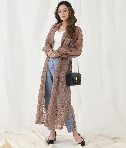 レース ロング カーディガン 524-6258