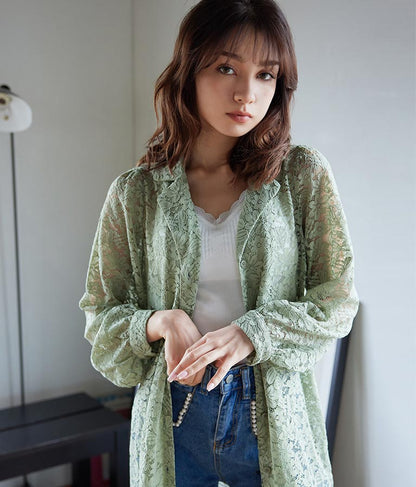 レース ロング カーディガン 524-6258