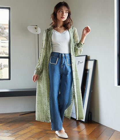 レース ロング カーディガン 524-6258