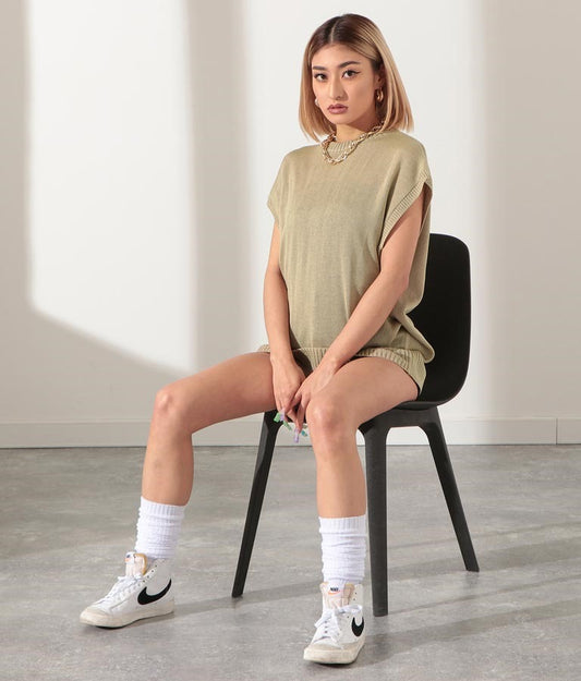 麻タッチワイドトップスニット 493-2363