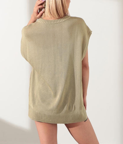 麻タッチワイドトップスニット 493-2363